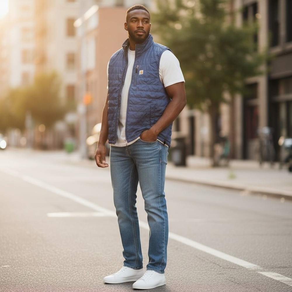 Carhartt Gilliam Vest Mens XL Tall Blue Quilted Puffer Lightweight 102286 476